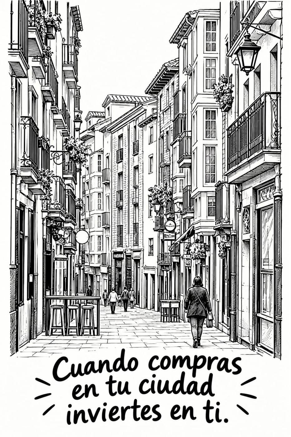 Ilustración de la Calle Correría, en el casco histórico de Vitoria-Gasteiz