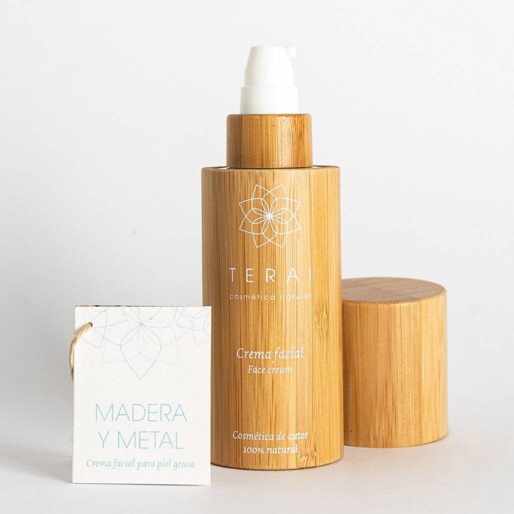 Madera y metal, crema hidratante facial para piel grasa Terai
